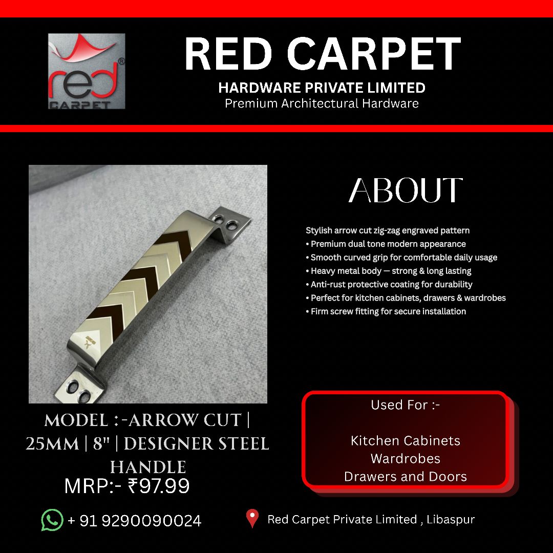 ARROW CUT | 25MM | 8" | DESIGNER STEEL HANDLE